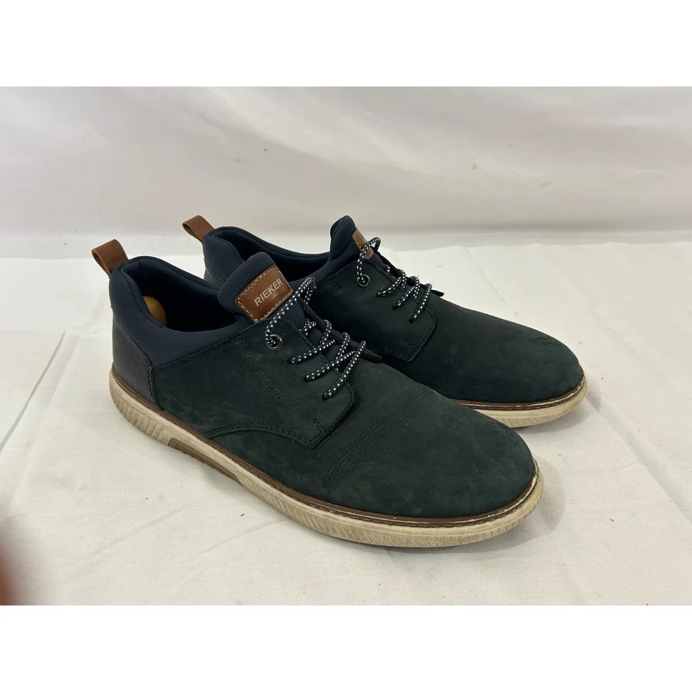 Rieker Memo Soft  Stans Men's Blue Suede Leather Slip on Lace Shoe Size 10/43